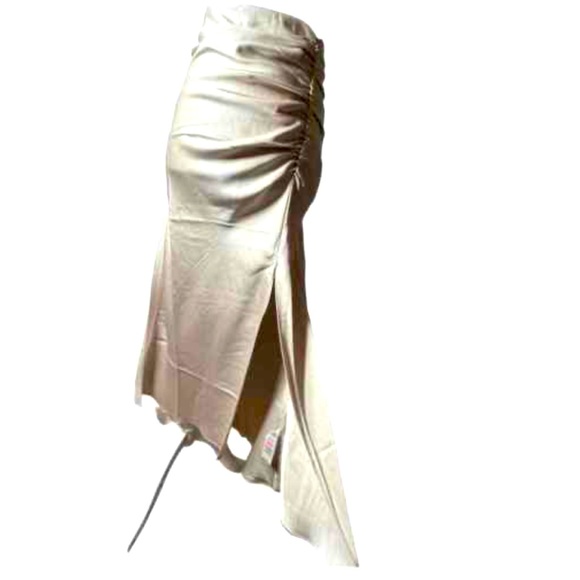 Jason Wu Dresses & Skirts - Jason Wu Satin Ruched Side Slit Midi Skirt